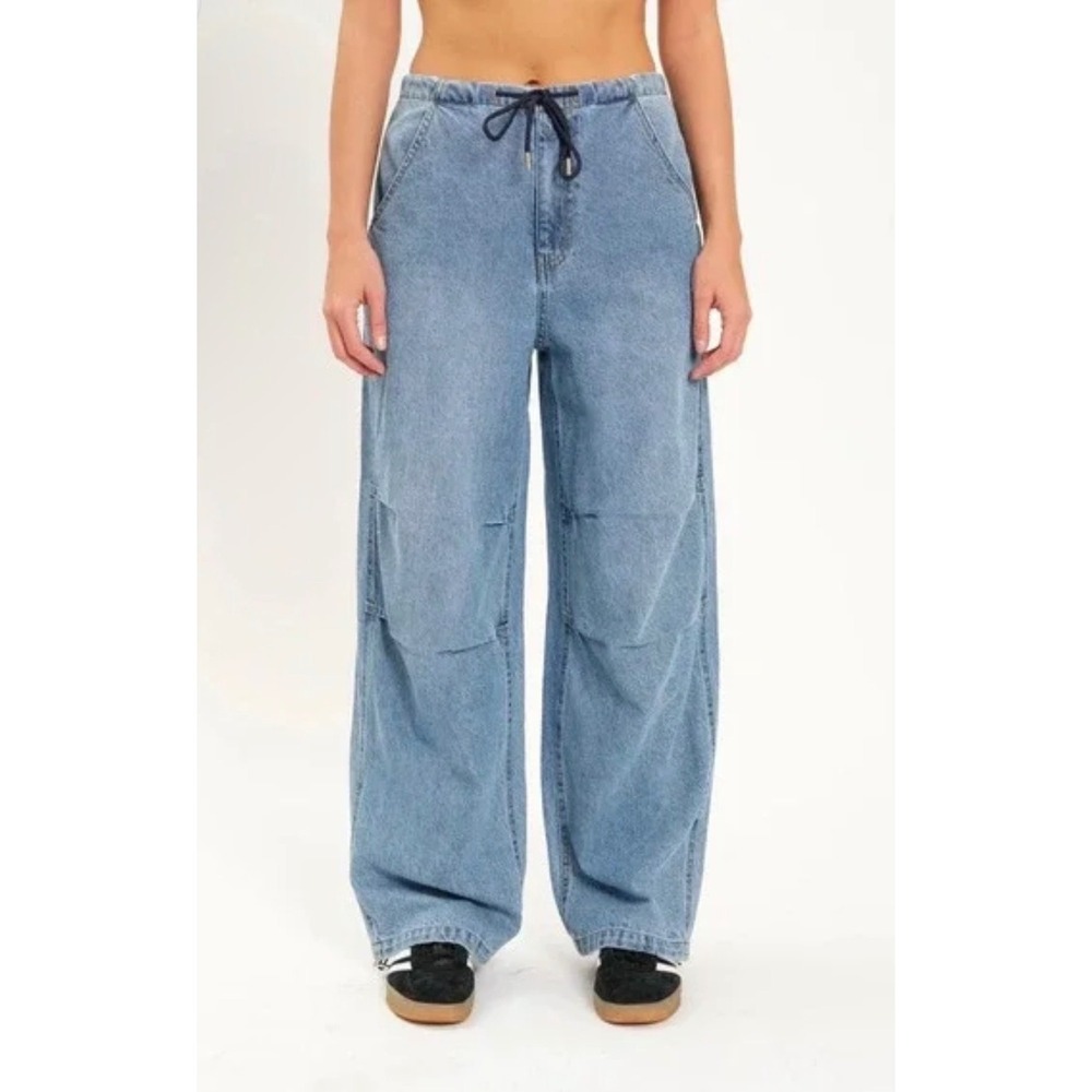 DAZE Denim Jetset Jogger Drawcord Pants Indigo High Rise Wide Leg 24 fits 26/27